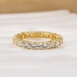 S925 Eternity Round Cut Simulated Diamond Women's Wedding Band In Sterling Silver - Image 10