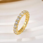 S925 Eternity Round Cut Simulated Diamond Women's Wedding Band In Sterling Silver - Image 9