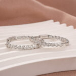 S925 Moissanite 1.4Ct*2 Sparkle Round Cut Women's Hoop Earrings In Sterling Silver - Image 2