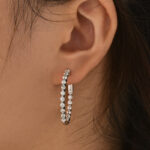 S925 Moissanite 1.4Ct*2 Sparkle Round Cut Women's Hoop Earrings In Sterling Silver