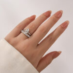 S925 Moissanite 2.0Ct Marquise Cut Solitaire Engagement Ring in Sterling Silver with Eternity Wedding Band - Image 2