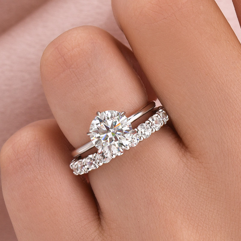 DSC-60222 S925 Solitaire 2.0 Ct Round Cut Moissanite Diamond Wedding Ring - Image 1