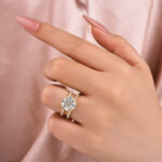 S925 Moissanite Split Shank Design 4.0Ct Round Cut Yellow Gold Engagement Ring - Image 2