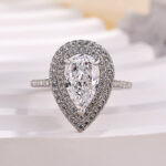 S925 Double Halo Pear Cut Engagement Ring for Women - Image 5