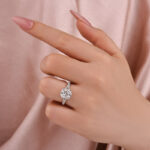 S925 Moissanite 3.0Ct Cushion Cut Split Shank White Gold Engagement Ring - Image 2