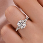 S925 Moissanite 3.0Ct Cushion Cut Split Shank White Gold Engagement Ring