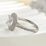 S925 Double Halo Cushion Cut 2 Carat Engagement Ring In White Gold - Image 5