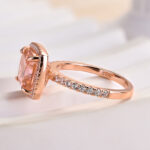 S925 Elegant Cushion Cut Synthetic Morganite Halo Engagement Ring In Sterling Silver - Image 4