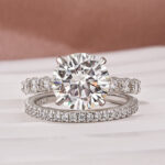 S925 4.0Ct Round Cut White Gold Moissanite Diamond Wedding Ring - Image 4