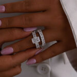 S925 2PC Wedding Set Luxe 5.0Ct/3.5Ct Luxe Radiant Cut Engagement Ring With Radiant Cut Wedding Band - Image 4