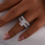 S925 3.5Ct Luxe Radiant Cut Engagement Ring Travel Ring With Radiant Cut Wedding Band