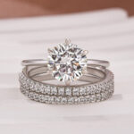 S925 Solitaire 2.0 Ct Round Cut 3PC White Gold Moissanite Diamond Wedding Ring - Image 4