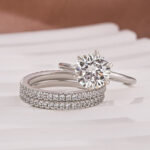 S925 Solitaire 2.0 Ct Round Cut 3PC White Gold Moissanite Diamond Wedding Ring - Image 5