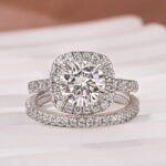 S925 2.0Ct Halo Round Cut White Gold Moissanite Diamond Wedding Ring - Image 4