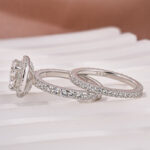 S925 2.0Ct Halo Round Cut White Gold Moissanite Diamond Wedding Ring - Image 6