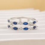 S925 1.0Ct Blue & White Stone Unique Insert Wedding Band Engagement Ring Enhancer - Image 4
