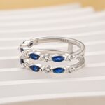 S925 1.0Ct Blue & White Stone Unique Insert Wedding Band Engagement Ring Enhancer - Image 5