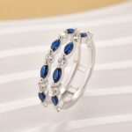 S925 1.0Ct Blue & White Stone Unique Insert Wedding Band Engagement Ring Enhancer - Image 3
