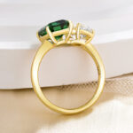 S925 Special Two Stones Design Emerald & Pear Cut Engagement Ring In Sterling Silver - Image 7