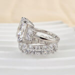 S925 Luxurious 9.0Ct Three Stone Radiant Cut Wedding Set In Sterling Silver - Image 5