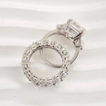 S925 Luxurious 9.0Ct Three Stone Radiant Cut Wedding Set In Sterling Silver - Image 6