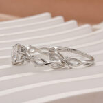 S925 Moissanite 2.0 Ct Twig 6 Prong Round Cut Twist White Gold Wedding Set - Image 5