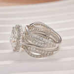 S925 Moissanite 3.0Ct Radiant Cut White Gold Stack Wedding Ring with Enhancer Wedding Band - Image 5