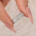 S925 2.8Ct Eternity Emerald Cut Wedding Band In Sterling Silver