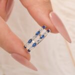 S925 1.0Ct Blue & White Stone Unique Insert Wedding Band Engagement Ring Enhancer