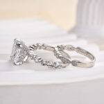 S925 3.0 Carat Radiant Cut White Sapphire Wedding Ring Set For Her In Sterling Silver - Image 5