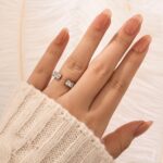 S925 Stunning Open Surround Elongated Cushion Cut Simulated Diamond And Sterling Silver Wedding Band For Women - Image 2