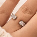 S925 Stunning Open Surround Elongated Cushion Cut Simulated Diamond And Sterling Silver Wedding Band For Women