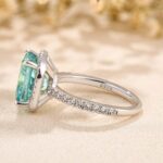 S925 Exquisite Halo Cushion Cut Cyan Blue Engagement Ring In Sterling Silver - Image 5