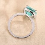 S925 Exquisite Halo Cushion Cut Cyan Blue Engagement Ring In Sterling Silver - Image 4