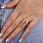 S925 Rose Gold Halo 2.2 Carat Pear Cut Peachy Pink Stone Wedding Set For Women - Image 4
