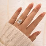 S925 5.0 Carat Yellow Gold Emerald Cut Solitaire Engagement Ring - Image 2