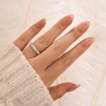 S925 Luxury Surround Emerald Wedding Band In Sterling Silver - Image 2
