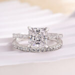 S925 Elegant Square Princess Cut Wedding Ring Set For Women In Sterling Silver - Image 6