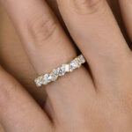 S925 Yellow Gold Round Cut & Emerald Cut Wedding Band In Sterling Silver - Image 3