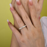 S925 Yellow Gold Round Cut & Emerald Cut Wedding Band In Sterling Silver - Image 4