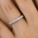 S925 Double Line Pave Women's Wedding Band In Sterling Silver