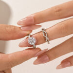 S925 Moissanite 2.0 Ct Twig 6 Prong Round Cut Twist White Gold Wedding Set - Image 2