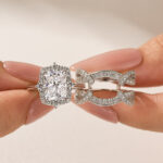 S925 Moissanite 3.0Ct Radiant Cut White Gold Stack Wedding Ring with Enhancer Wedding Band