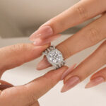 S925 Moissanite 3.0Ct Halo Round Cut White Gold Stack Wedding Ring with Enhancer Wedding Band - Image 2