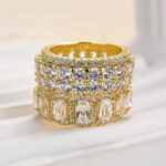 S925/Brass Luxurious Cushion Cut 4PC Wedding Band Set For Women In Sterling Silver - Image 10