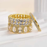 S925/Brass Luxurious Cushion Cut 4PC Wedding Band Set For Women In Sterling Silver - Image 11