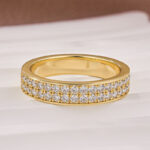 S925 Half 1.0 Ct Round Cut Moissanite Wide Wedding Band In Sterling Silver - Image 6