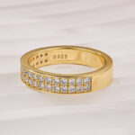 S925 Half 1.0 Ct Round Cut Moissanite Wide Wedding Band In Sterling Silver - Image 7