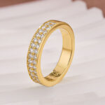 S925 Half 1.0 Ct Round Cut Moissanite Wide Wedding Band In Sterling Silver - Image 5