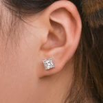 S925 2.0Ct*2 Classic Moissanite Square Princess Cut Stud Earrings In Sterling Silver - Image 2